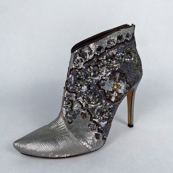 Rene Caovillo Stilleto Heeled Sequin Bootie 38.5